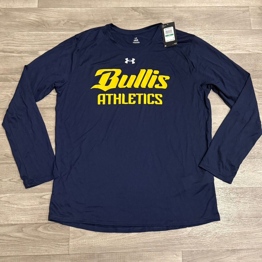 NWT Under Armour Men's Large L Team Tech Long Sleeve Shirt Bullis Athletics Navy